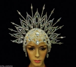 H020b Queen Crown Crystal Showgirl Headdress