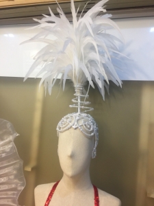 H020W Queen Crown Feather Showgirl Headdress