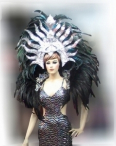 B005 Fire Sun Showgirl Headdress Backpiece