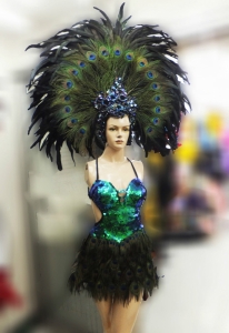 T014 Peacock Showgirl Headdress Costume Set