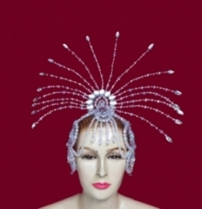 H020d Queen Crown Crystal Showgirl Headdress