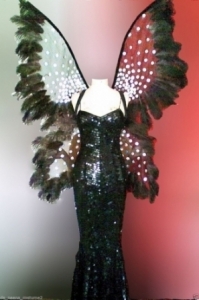 C060 Black Butterfly Showgirl Shoulder PiecesCostume Set