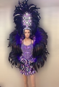 C078 Feather Showgirl Dress Headdress Shoulder Pieces Waist Piece