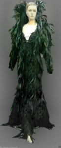G015C Devil Black Feather Showgirl Gown