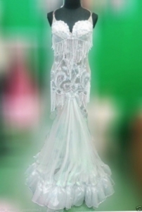 G042 White Mermaid Princess Showgirl Dress Gown