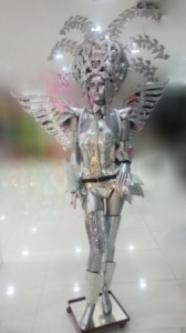 H141C The Terminator Robotic Killer Angel Wings Showgirl Headdress Costume Set