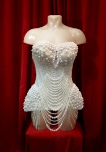 T030E Burlesque Pearl Showgirl Dress Corset