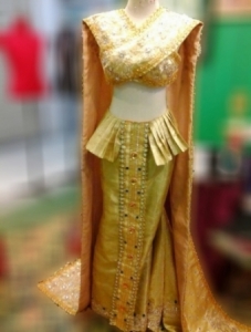 G045T Gold Thai Asian Princess Queen Showgirl Dress Gown