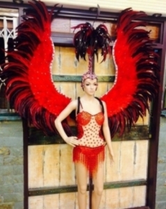 C0105 Feather Red Angel Showgirl Headdress Angel Wings