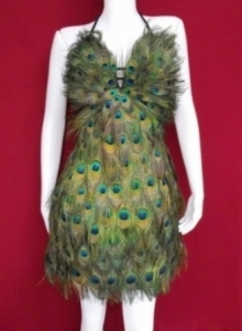 M018 Peacock Feather Showgirl Dress