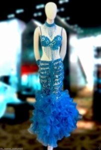M529 Sea Queen Crystal Salsa Latin Carnival Brazilian Rio Carnival Samba Dance Costume   Showgirl Dress
