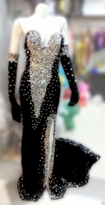 M534 Black Crystal Queen  Showgirl Dress