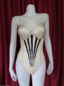 M535 Cher Crystal Showgirl Leotard Showgirl Bodysuit