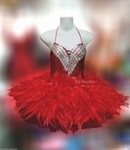M539 Red Phoenix  Showgirl Dress