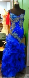 M568 Blue Ocean Princess Crystal Showgirl Dress