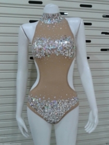 M561 Cute Crystal Cher Inspired Bugle Showgirl Leotard