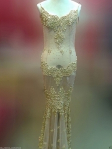 G045 Gold Asian Princess Showgirl Dress Gown