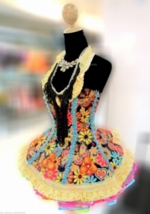 M581 Colorful Rainbow Queen Showgirl Dress