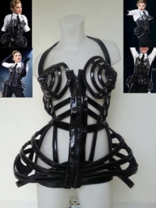 T029B Madonna Inspired Cone Showgirl Bra Pointy Corset Cage Leather Costume