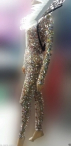 M016b Sparkling star crystal and sequin Showgirl Bodysuit