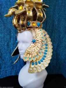 H623 Great Pharaoh Egypt Snake Crystal Showgirl Headdress
