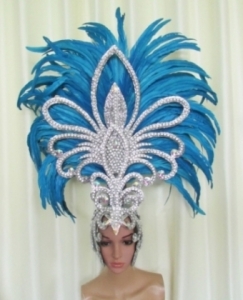 H1862XL Queen of  Big Hawk Crystal Feather Showgirl Headdress