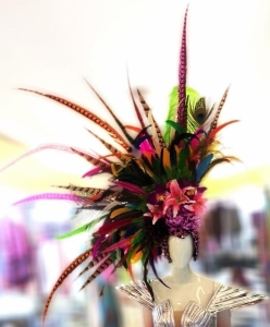 H657 Giant Pheasant Queen Parade Colorful Showgirl Headdress