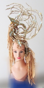 H177 Gold Tree Showgirl Dance Burlesque Crystal Showgirl Headdress