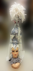 H173 Noblewoman Showgirl Dance Cabaret Feather Crystal Showgirl Headdress