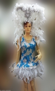 C100 Sea Princess ShowgirlDress Dance Showgirl Headdress Costume Set