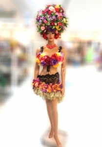 Giant Flora Princess Showgirl Headdress Showgirl Bra and Skirt Costume set