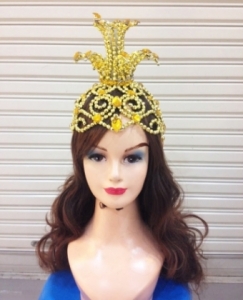 H047 Queen Crown Flower Crystal Crown Showgirl Headdress