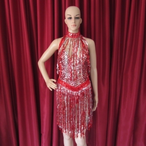 RS3 Sexy Showgirl Dress with red and silver sequin fringes