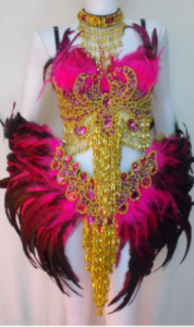 FT Thai Asian Bird Showgirl Costume Bra Skirt