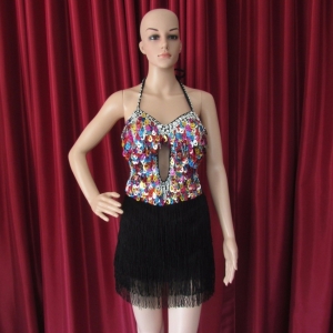 R19 Colorful Queen Fringe Showgirl Dress S