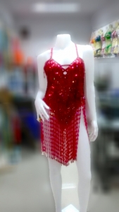 L011L Dance Sequin Showgirl Leotard Showgirl Dress
