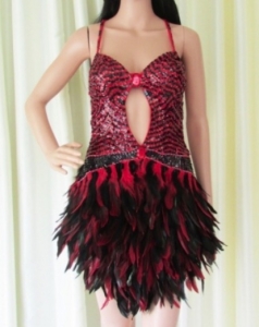 R71 Red Firing Bird Showgirl Dress S