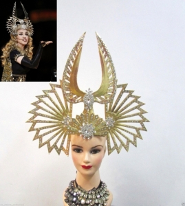 H084N Egypt Madonna Inspired Super Bowl Crystal Studded Showgirl Headdress