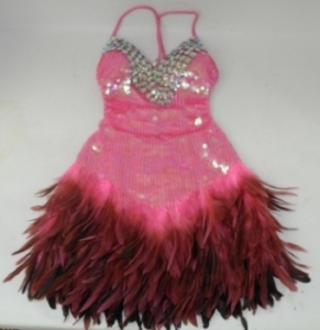 M0722 Vegas Angel Swan Feather Crystal Showgirl Dress
