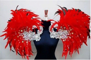 B0398 Vegas Carnival Brazilian Rio Carnival Samba Dance Costume  Showgirl Brazil Feather Pink Kitty Backpiece