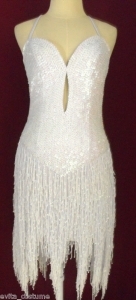 WHITEXL Latin Bugle Bead Sequin Showgirl Dress