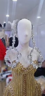 H826 Lady Huge Crystal Earrings Headdress