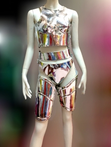 Robot Alien Futuristic Mirror Armor Corset Bra Bikini