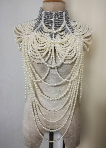J886 Elegant Bead Pearl Necklace Choker