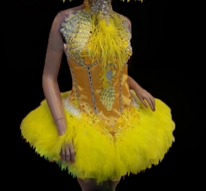 EVIY Showgirl Vegas Moulin Rouge Feather Dress