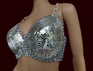 B002 Glittering bra with square mirror spangles Cup 38 - 40