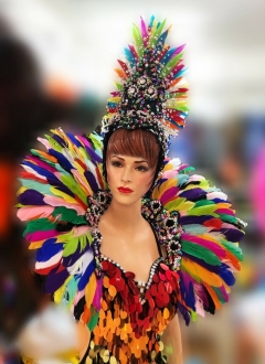 Da NeeNa H018 Vegas Showgirl Cabaret Drag White Angel Wing Hat Headdress