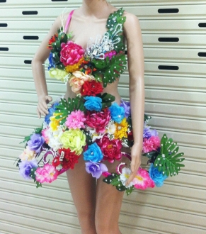 C055  World Earth Flower Elegant Showgirl Dress