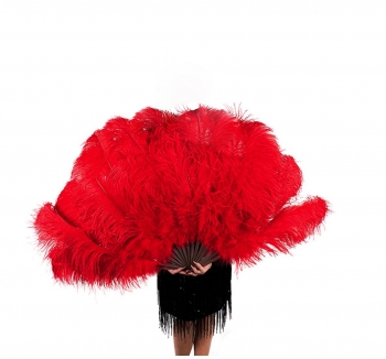 Large Finest Showgirl Ostrich Feather Fans ($150 each for 12 fans)