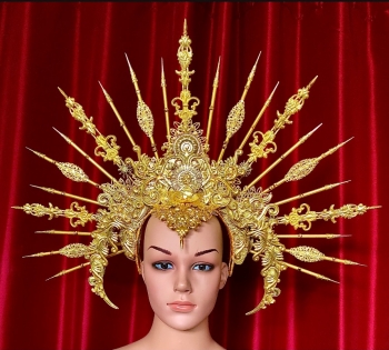 H1024 OSHUN River Orisha Gold Yellow Goddess Headdress